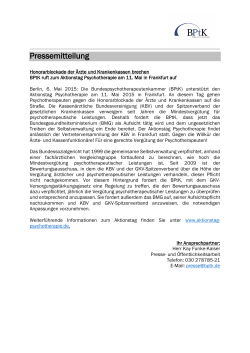 Pressemitteilung der BPtK - Bundespsychotherapeutenkammer