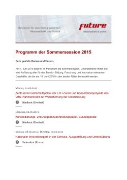 Programm der Sommersession 2015