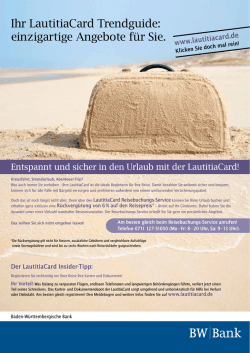 Ihr LautitiaCard Trendguide: einzigartige Angebote f&uuml;r Sie. - BW-Bank