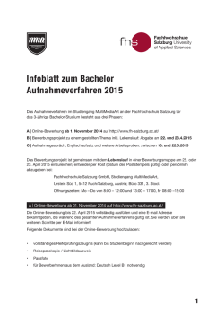 Infoblatt Aufnahmeverfahren 2015
