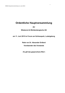 Ordentliche Hauptversammlung - Wüstenrot & Württembergische