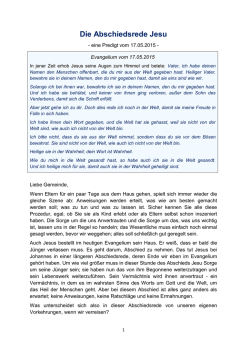 Die Abschiedsrede Jesu - eine Predigt vom 17.05