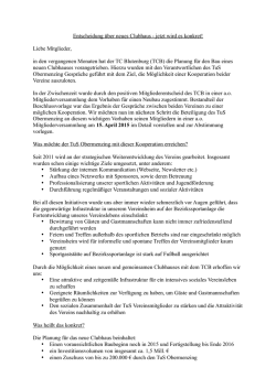 Entscheidung über neues Clubhaus - jetzt wird es konkret!