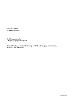 Dr. Ralf Güldner Präsident des DAtF Eröffnungsansprache – Es gilt