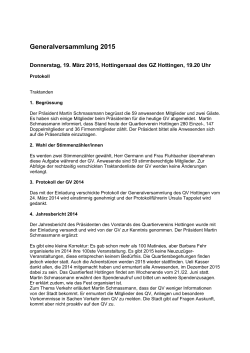 Generalversammlung 2015 - Quartierverein Hottingen