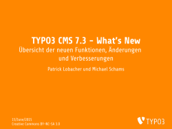 TYPO3 CMS 7.3 - What`s New - Übersicht der neuen