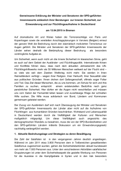Gemeinsame Erklärung der Minister und Senatoren der SPD