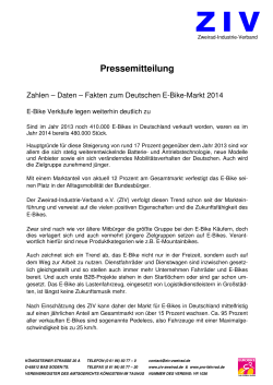 Pressemitteilung zum E-Bike Markt 2014