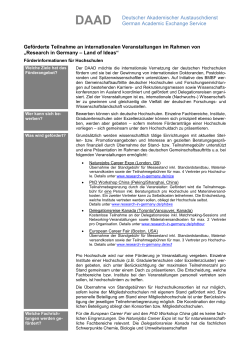 Informationsblatt f&uuml;r Hochschulen