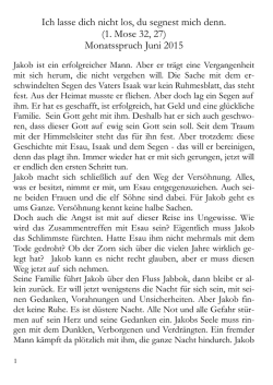 Ich lasse dich nicht los, du segnest mich denn. (1. Mose 32, 27
