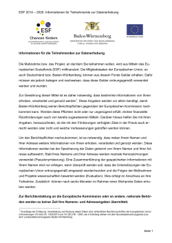 Informationen f&uuml;r Teilnehmende zur Datenerhebung