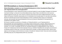 DUH-Werkstatttests zu Austauschkatalysatoren 2015