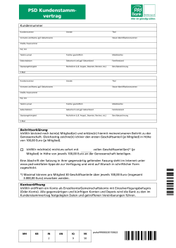 Antrag PSD Kundenstammvertrag - PSD Bank Westfalen