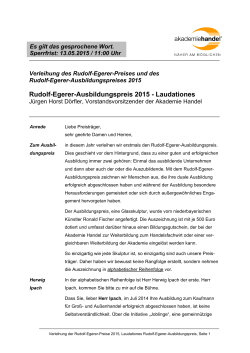Rudolf-Egerer-Ausbildungspreis 2015