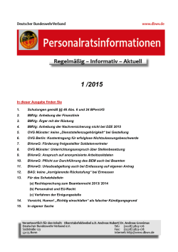 In dieser Ausgabe finden Sie 1. Schulungen gem&auml;&szlig; &sect;&sect; 46 Abs. 6