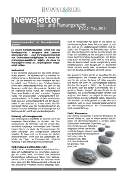 Newsletter Bau- und Planungsrecht 1/2015