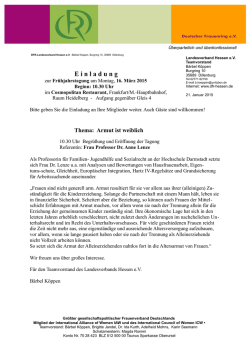 E i n l a d u n g zur Fr&uuml;hjahrstagung