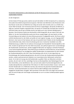 Pers&ouml;nliche Stellungnahme zu den Ereignissen auf der SP