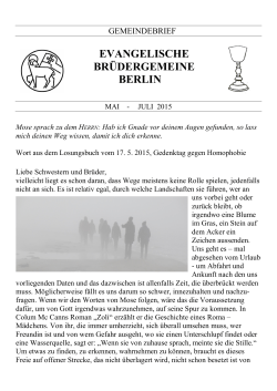 Gemeindegruß Mai bis Juli 2015