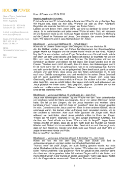Hour of Power vom 05.04.2015 Begr&uuml;&szlig;ung (Bobby Schuller): Er ist