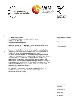 Einsendeschluss ist der 13. März 2015 (Datum des Posteingangs