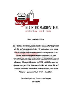 Speisekarte - Weingut Kloster Marienthal