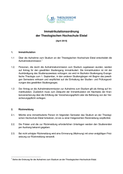 Immatrikulationsordnung - Theologisches Seminar Elstal
