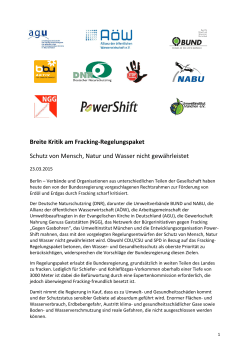 Breite Kritik am Fracking-Regelungspaket Schutz von Mensch