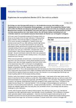 Ergebnisse der europäischen Banken 2014: Gar nicht so schlecht