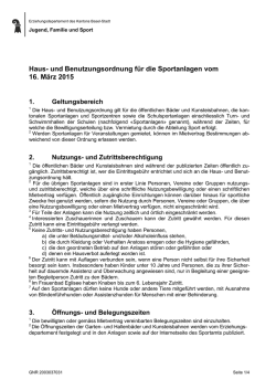 Haus- und Benutzungsordnung f&uuml;r die Sportanlagen vom 16. M&auml;rz