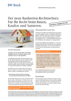 Bauherren-Rechtsschutz Detailinformation zum - BW-Bank
