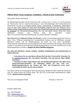 Offener Brief - Netzwerk Asyl, Migration, Flucht Dresden