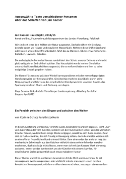 Jan Kaeser: Hausobjekt, 2014/15 Ein Pendeln zwischen den