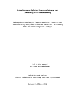 Gutachten zur möglichen Kommunalisierung von Landesaufgaben