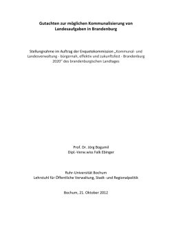 Gutachten zur m&ouml;glichen Kommunalisierung von Landesaufgaben