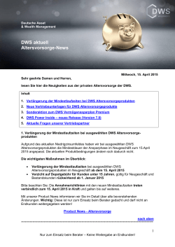 DWS aktuell Altersvorsorge-News