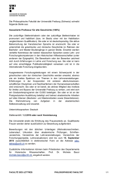 Die Philosophische Fakultät der Universität Freiburg (Schweiz