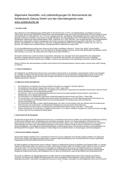 Allgemeine Geschäfts- und Lieferbedingungen für Abonnements der