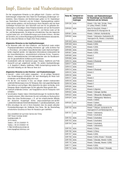 Information zu Impf-, Einreise- und Visabestimmungen
