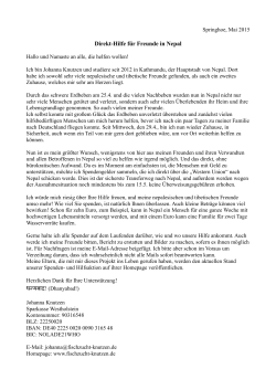 Direkt-Hilfe f&uuml;r Freunde in Nepal