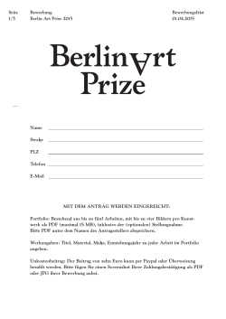 Bewerbung Berlin Art Prize 2015 Bewerbungsfrist 01.04.2015 Seite