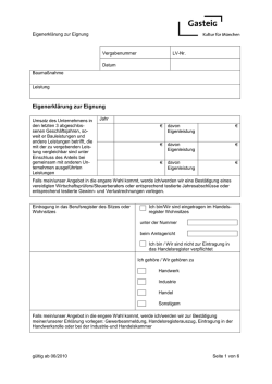 Eigenerkl&auml;rung zur Eignung