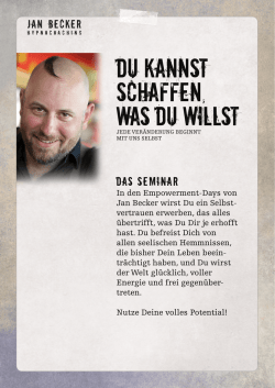 Du KANNST SCHAFFEN, was DU WILLST