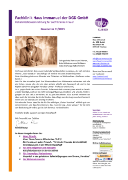 Newsletter 01 2015 - Fachklinik Haus Immanuel