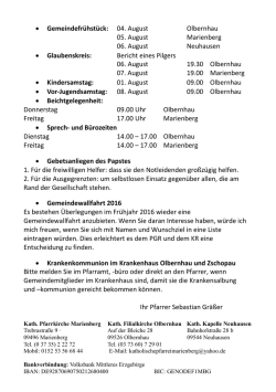 Aktueller Pfarrbrief - Katholische Kirche Marienberg mit Olbernhau