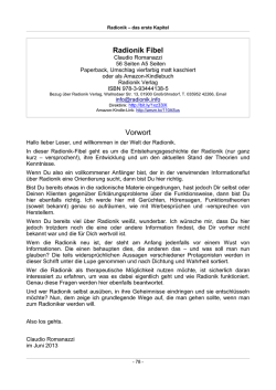 Vorwort Radionik Fibel - Radionik Newsletter System