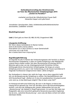Gottesdienstvorschlag des Christinnenrates zum