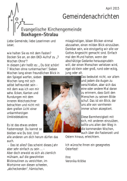 Gemeindenachrichten April 2015 - Ev. Kirchengemeinde Boxhagen