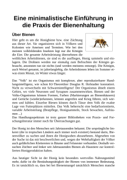 Eine minimalistische Einf&uuml;hrung in die Praxis der Bienenhaltung