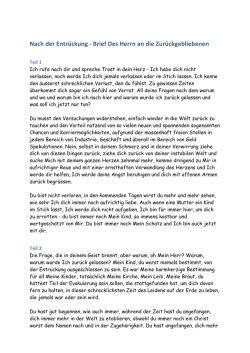 Nach der Entr&uuml;ckung -‐ Brief Des Herrn an die Zur&uuml;ckgebliebenen